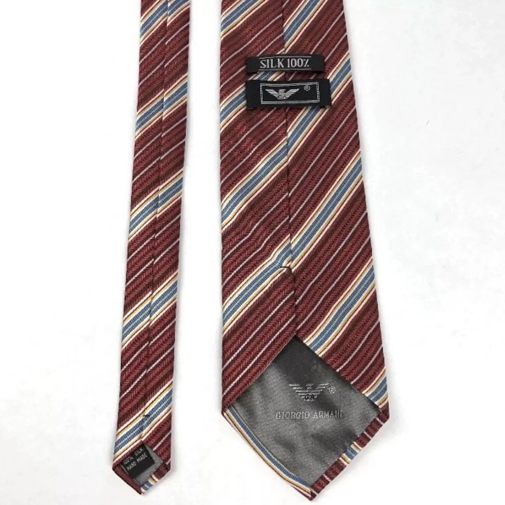 Giorgio Armani 100% Silk Striped‎ Red and Blue Men's Tie